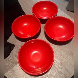 4 Vintage   BoltaLite Bowls Soup Salad Cereal 8”USA. 
Red
